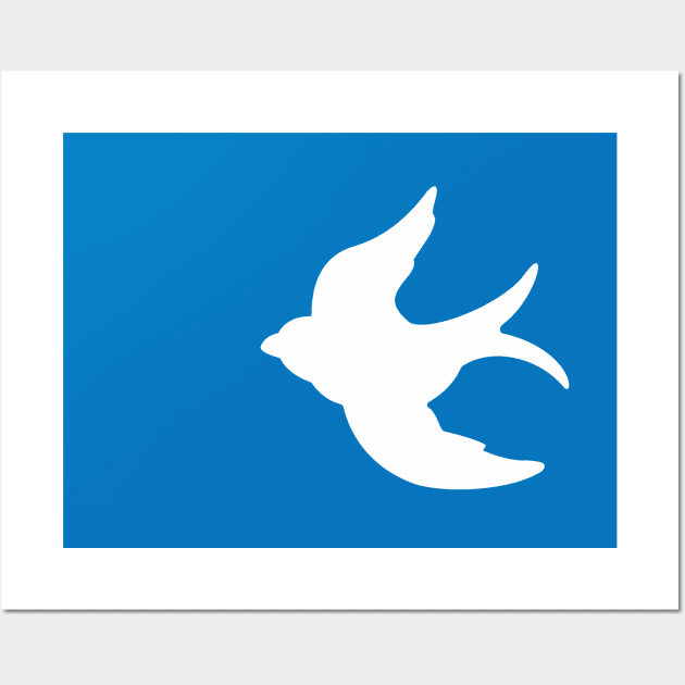 White Flying Swallow Wall Art by XOOXOO